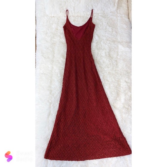 Carmen Marc Valvo-Red Formal/Gown Bead Dress - Picture 2 of 5